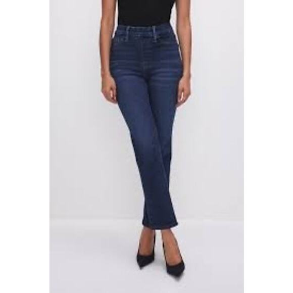 Good American Power Stretch Pull-On Straight Jeans Women’s Size 3 Indigo Blue - Picture 1 of 11